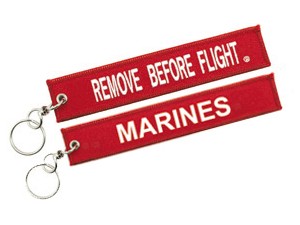 【REMOVE BEFORE FLIGHT/MARINES】 RBF 刺繍 キーチェーン