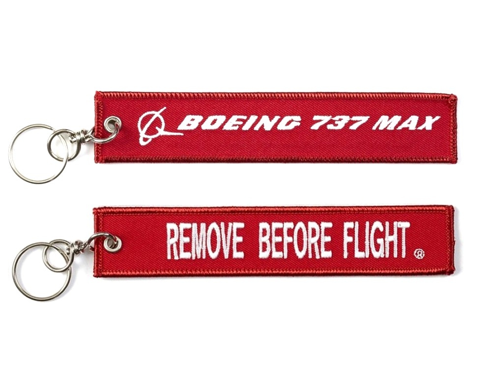 【Boeing 737 MAX Remove Before Flight Keychain】 ボーイング 刺繍 キーチェーン