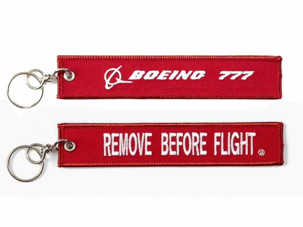 【Boeing 777 Remove Before Flight Keychain】 ボーイング 刺繍 キーチェーン