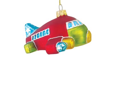 【Glass red airplane】 飛行機 クリスマス オーナメント