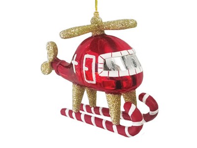 【Glass helicopter ornament】 ヘリコプター クリスマス オーナメント