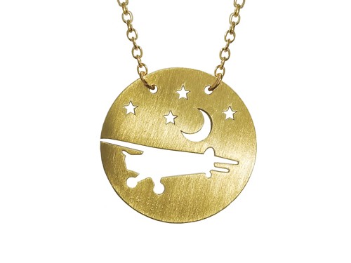 【Cut Out Airplane Necklace】 飛行機 ゴールド プレート ネックレス