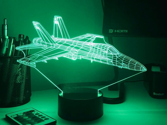 【F/A-18 Hornet 3D Aircraft Lamp】 カラーチェンジ イリュージョン ライト 16色 戦闘機