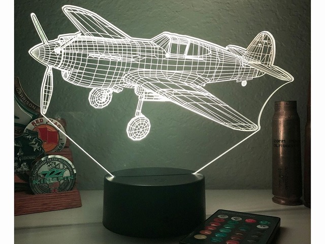 【P-40 Warhawk 3D Aircraft Lamp】 カラーチェンジ イリュージョン ライト 16色 戦闘機