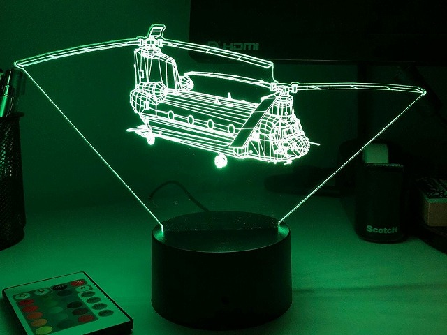 【CH-47 3D Aircraft Lamp】 カラーチェンジ イリュージョン ライト 16色 ヘリコプター