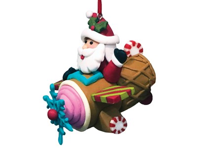 【Santa on a ice cream cone airplane ornament】 飛行機 クリスマス オーナメント