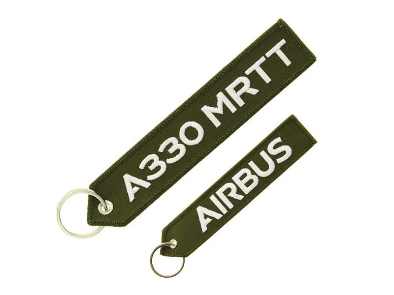 【A330 MRTT/AIRBUS】 エアバス 刺繍 キーリング （カーキグリーン）