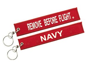 【REMOVE BEFORE FLIGHT/NAVY】 RBF 刺繍 キーチェーン