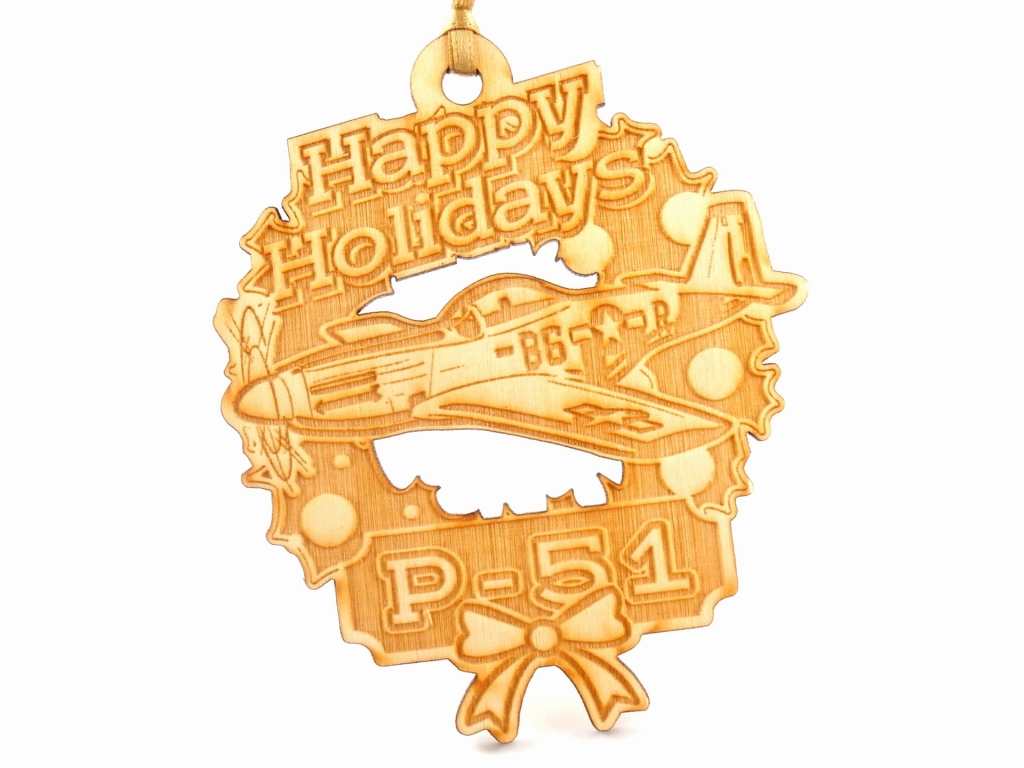 【Laser Cut Wooden P-51 Ornament】 飛行機 ウッド オーナメント