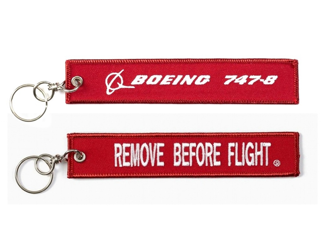 【Boeing 747-8 Remove Before Flight Keychain】 ボーイング 刺繍 キーチェーン