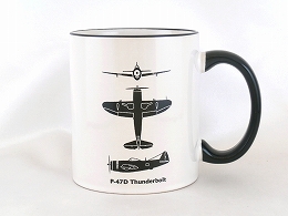 P-47 サンダーボルト マグカップ（ブラックハンドル）