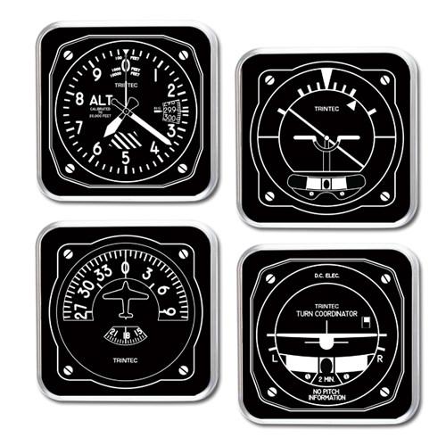 【Trintec Black & White Coaster Set】 航空計器 スクエア コースター セット 1949-BW