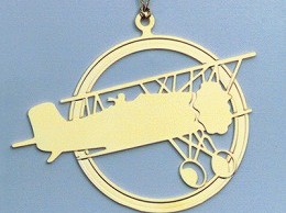 Biplane Ornament <飛行機 ゴールド  クリスマス オーナメント>