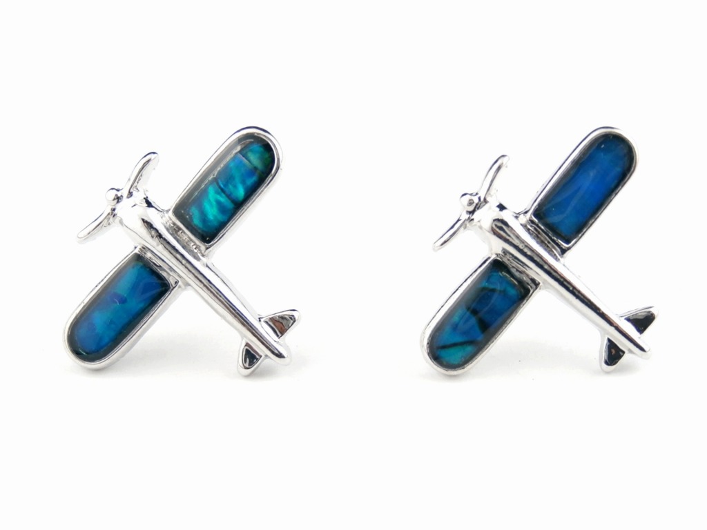 飛行機シェルビーズ（Paua Shell）ピアス
