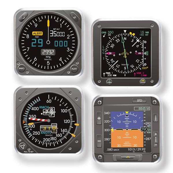 【Trintec Modern Square Coaster Set】 航空計器 スクエア コースター セット 9099