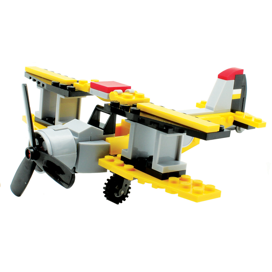 【Building Blocks】 組み立てブロック 飛行機 複葉機 イエロー