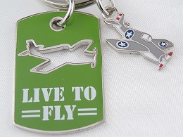 【Dog Tag Key Chain】 飛行機 キーホルダー （グリーン）