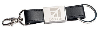 CESSNA　ブラックレザーキーホルダー
