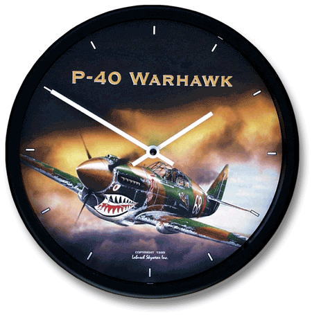 P-40 ウォーホーク (Warhawk) 飛行機 壁掛け時計 10"
