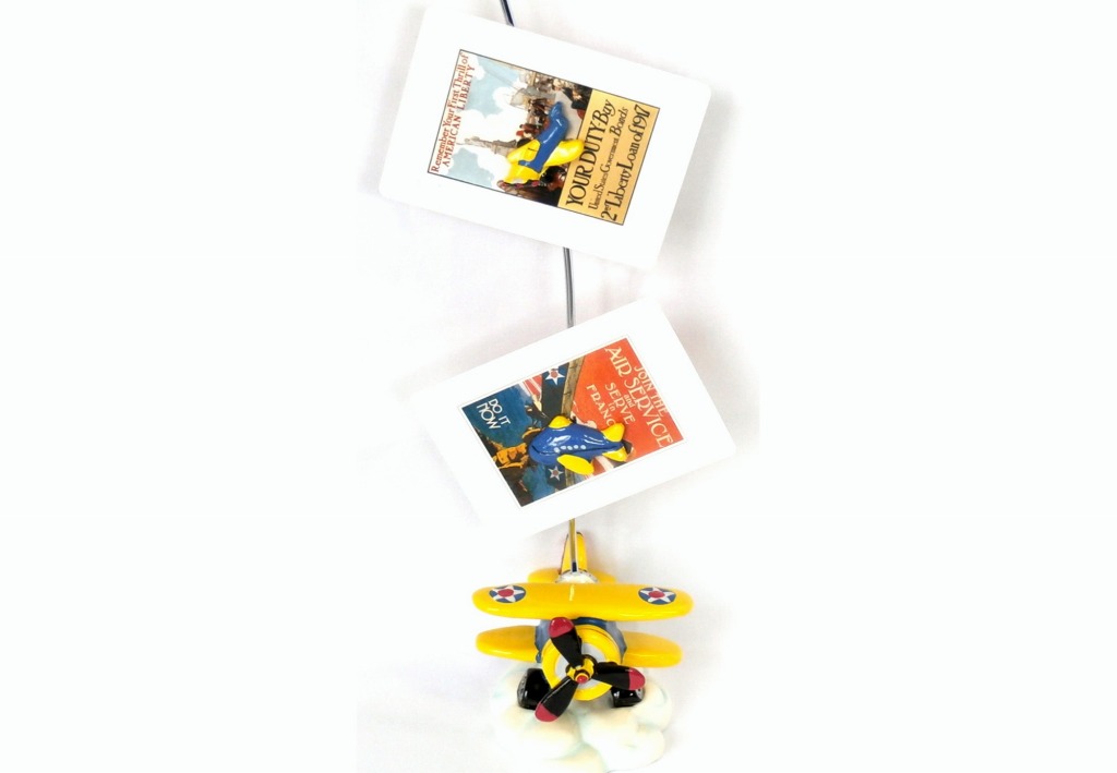 【Biplane Magnetic Picture Pole】 飛行機 フォトスタンド 写真たて