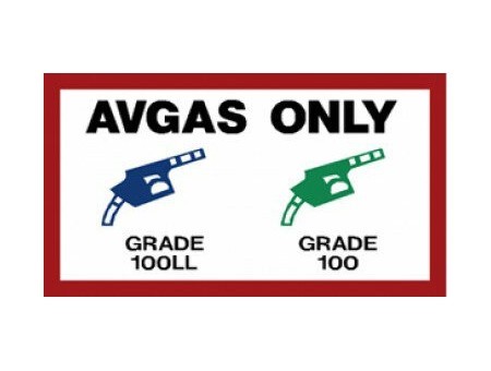 AVGAS ONLY FUEL PLACARD DECAL