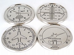 【計器パネル】 クラシック シルバー コースターセット 4p