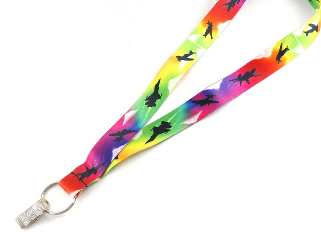 【Airplane Lanyard】 飛行機シルエット タイダイ柄 ネックストラップ