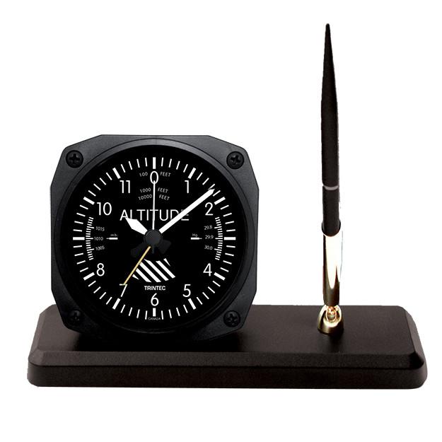【Trintec Altimeter Desk Pen Set】 航空計器 高度計 ペンスタンド 目覚し時計 DS60